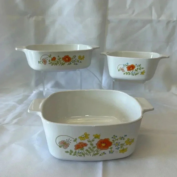 Vintage Corningware Wildflower Casserole Bakeware Dish Set of 3 - Picture 12 of 12